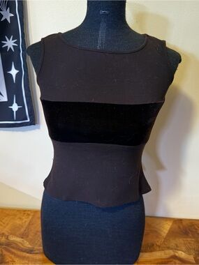 Max Studio Vintage M Y2K Velvet Stripe Sleeveless Boat Neck Crop Tank Top
